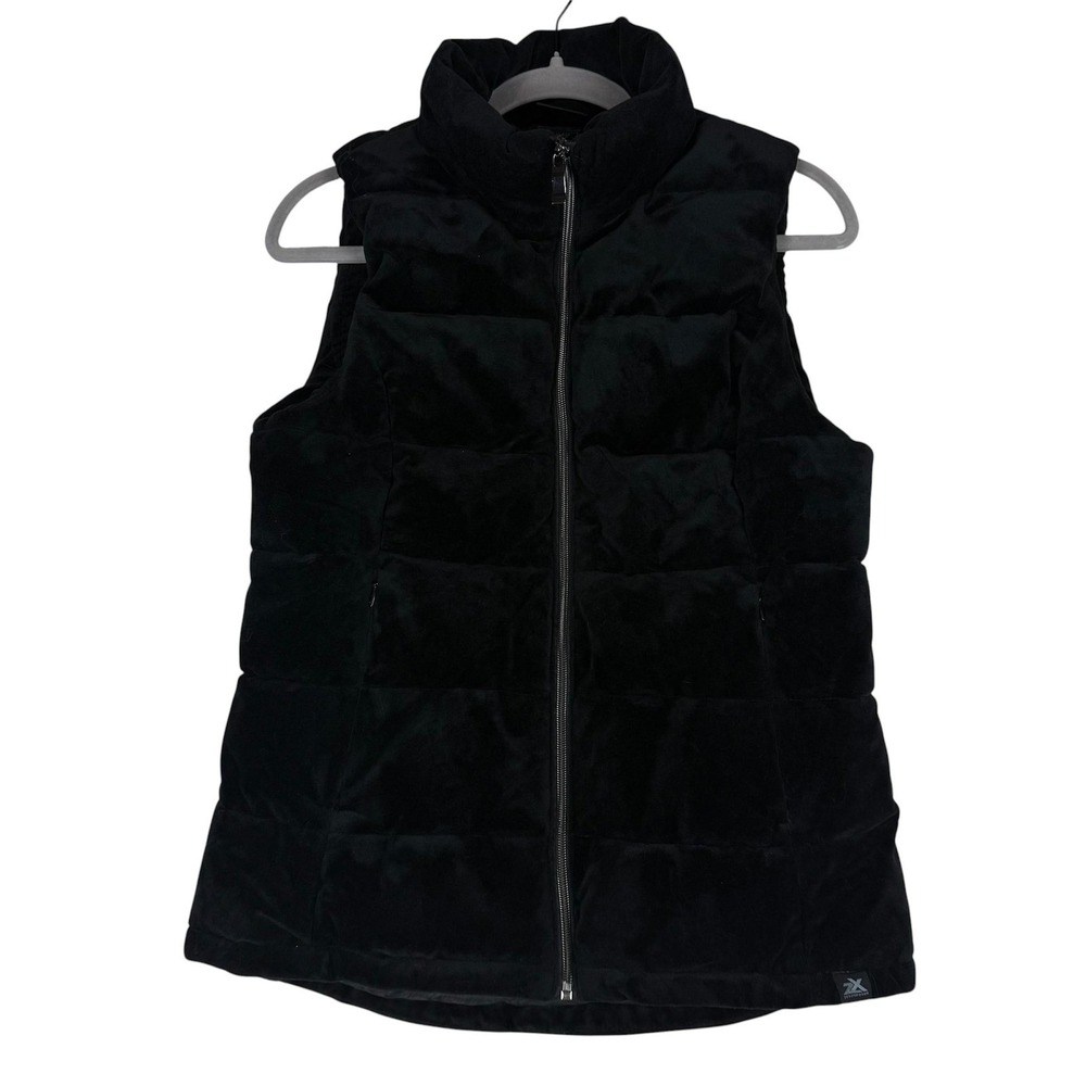 ZeroXposur Vest Womens Small Black Velour Quilted Puffer Full Zip Mock Neck